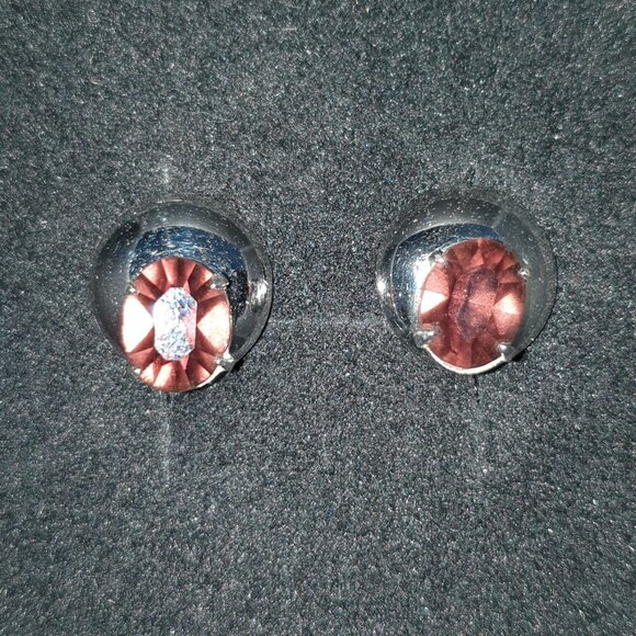 Vintage Bond Boyd Brown Rhinestone Sterling Silver Screw Back Earrings - Picture 10 of 11